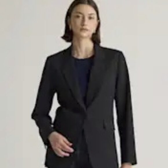 Quince Jackets & Blazers - Quince Black Italian Wool Long Blazer, Size L